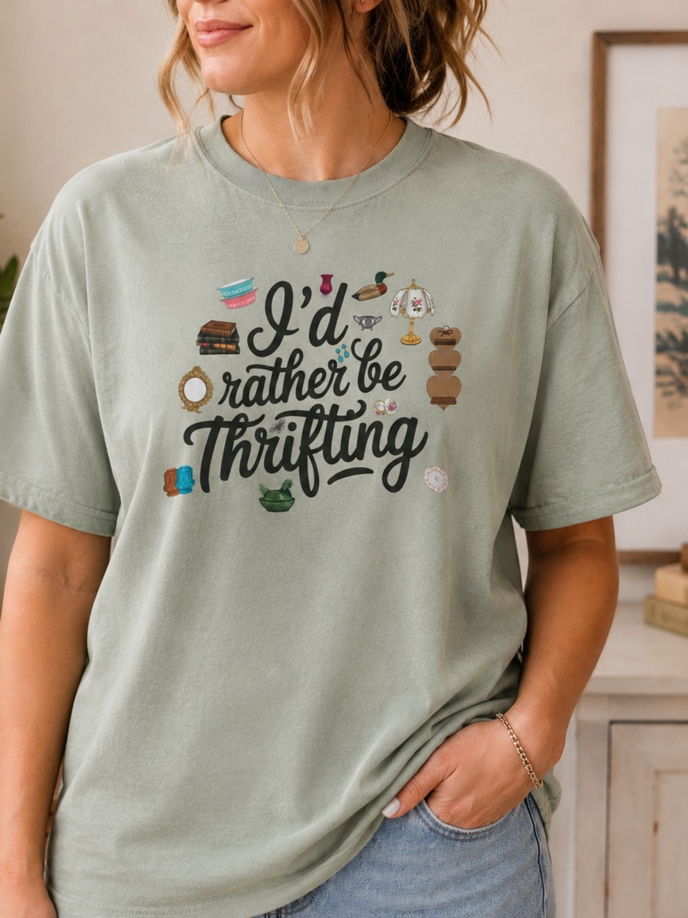 Gildan Softstyle  Sage Green Tee - XL-Thrifting